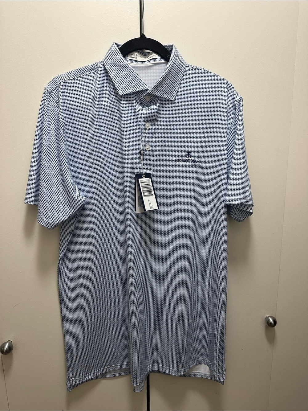 NWT Holderness & Bourne Men's Performance Golf Polo Shirt L Blue Micro-Print